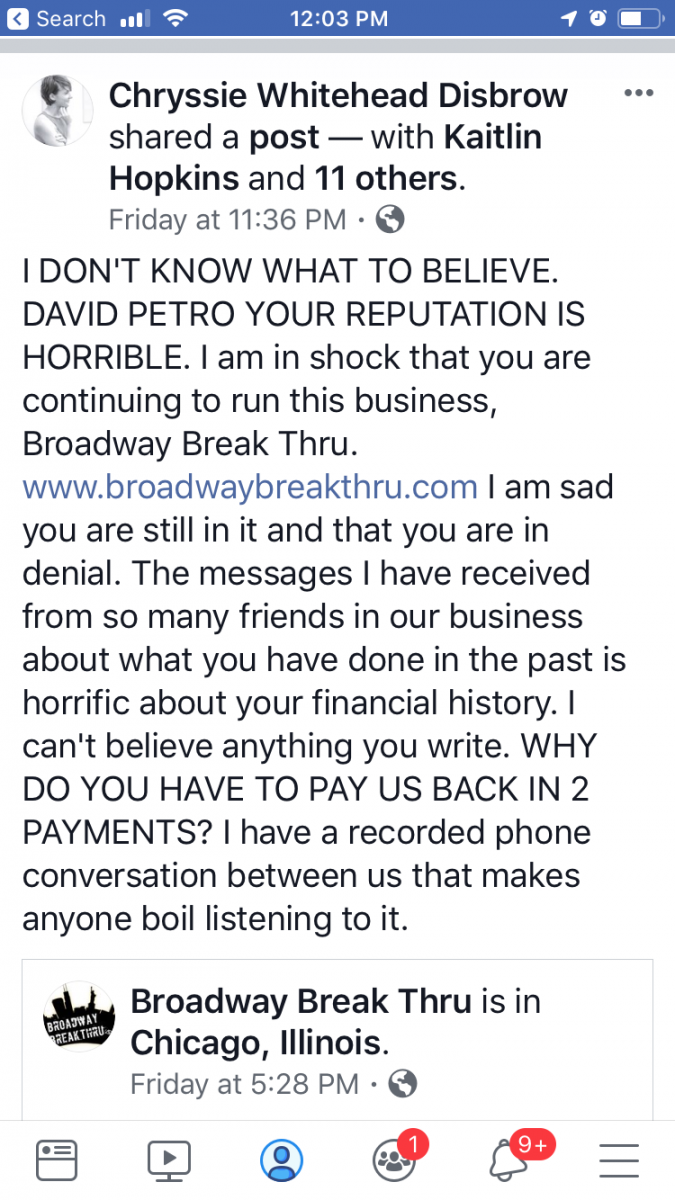 BWW Exclusive: David Petro's Broadway Break Thru Failed to Pay Instructors, Suspends College Program for 2019 