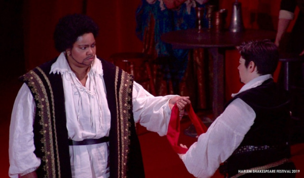 Debra Ann Byrd as OTHELLO and Amy Driesler as CASSIO in Harlem Shakespeare Festival'' Photo