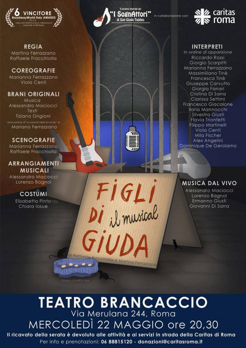 La Caritas di Roma e i SognAttori in scena al Brancaccio il 22 maggio con il musical “Figli di Giuda” dedicato agli invisibili Image