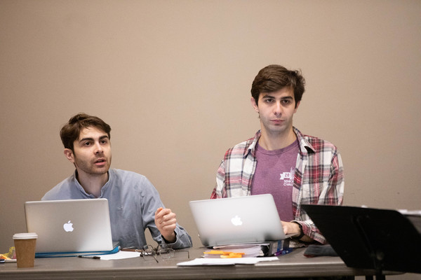 Creators Daniel and Patrick Lazour in rehearsal for We Live in Cairo.
 Photo