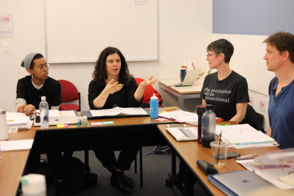 Stage Manager Lauren Blanks, co-director Michole Biancosino, and playwright Megan Mon Photo