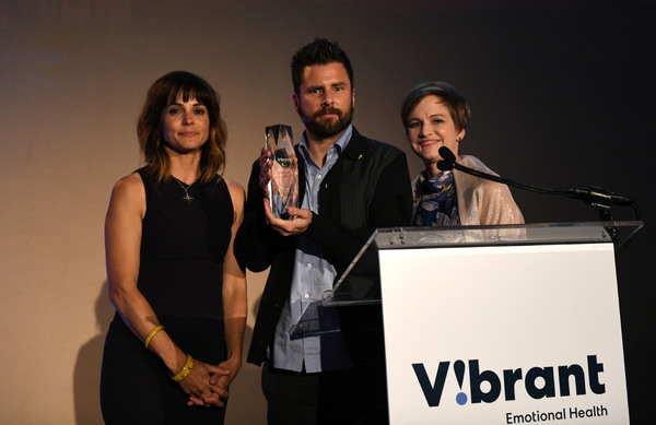 Special guests, presentors Stephanie Szostak and  James Roday and Vibrant President a Photo