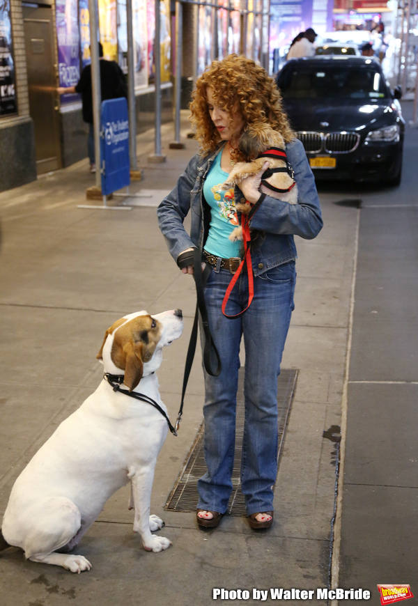 Bernadette Peters with dogs from The Humane Society of New York Photo