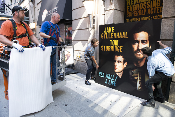 Photo Flash: Jake Gyllenhaal And Tom Sturridge Stop By To Check Out The New Marquee For SEA WALL / A LIFE Image