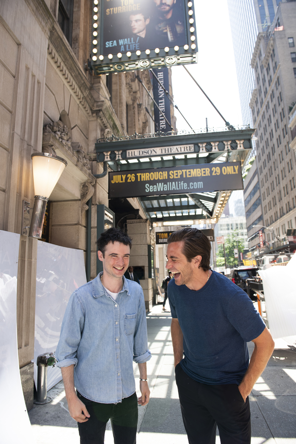 Photo Flash: Jake Gyllenhaal And Tom Sturridge Stop By To Check Out The New Marquee For SEA WALL / A LIFE Image