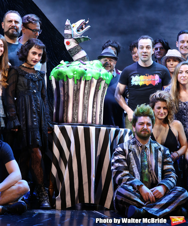Sophia Anne Caruso and Alex Brightman with cast  during the 