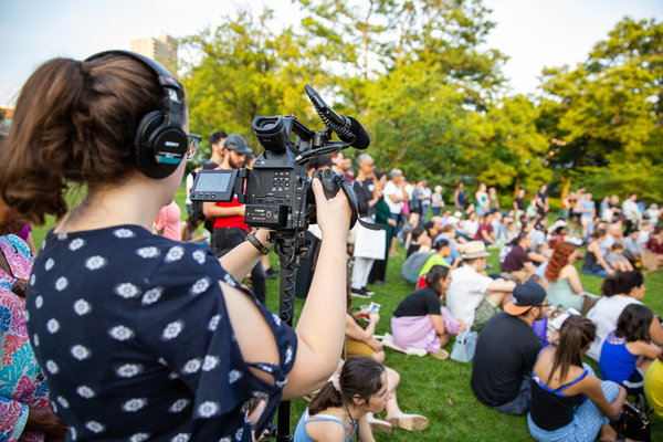 PBS records ETD's EARTH at the Brooklyn Botanic Gardens for a new television series,  Photo