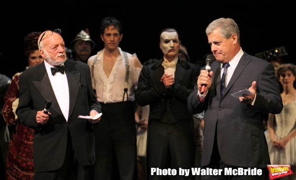 Hal Prince & Cameron Mackintosh with ensemble cast during the 'Phantom of the Opera'  Photo