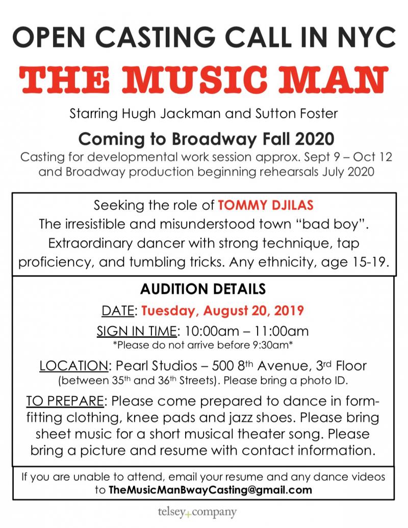THE MUSIC MAN Will Hold Open Call to Find Tommy Djilas Image