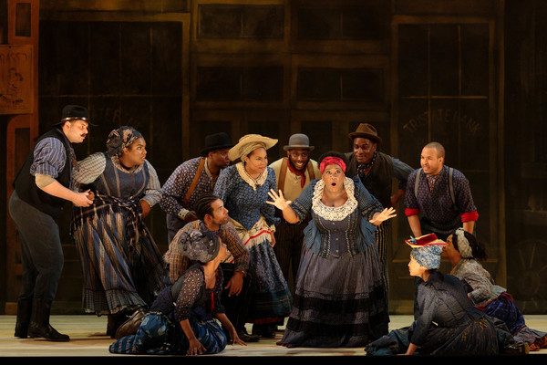 Judith Skinner as Queenie and members of the ensemble in The Glimmerglass Festivalâ� Photo