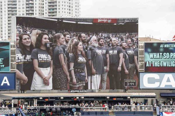 Photo Coverage: The Cast of FIDDLER ON THE ROOF IN YIDDISH Sings the National Anthem at Yankee Stadium Image