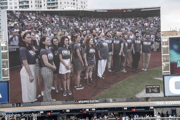 Photo Coverage: The Cast of FIDDLER ON THE ROOF IN YIDDISH Sings the National Anthem at Yankee Stadium Image