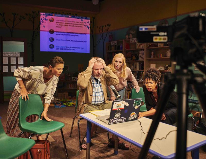 Review: A Vaccination Debate Fuels Jonathan Spector's Sharp and Empathetic Social Commentary EUREKA DAY Image