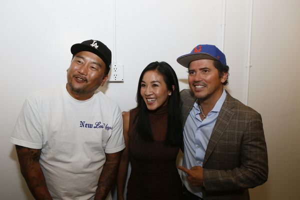 Chef Roy Choi, Michelle Kwan and John Leguizamo backstage after the opening night per Photo