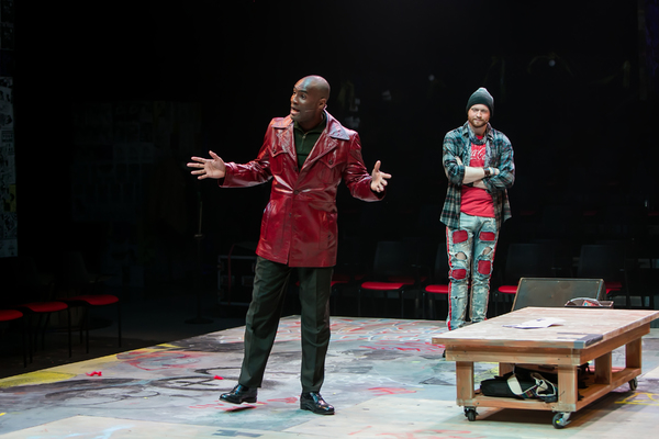 Marcus Jordan as Benny and Collin Purcell as Roger perform a scene from RENT at Redho Photo