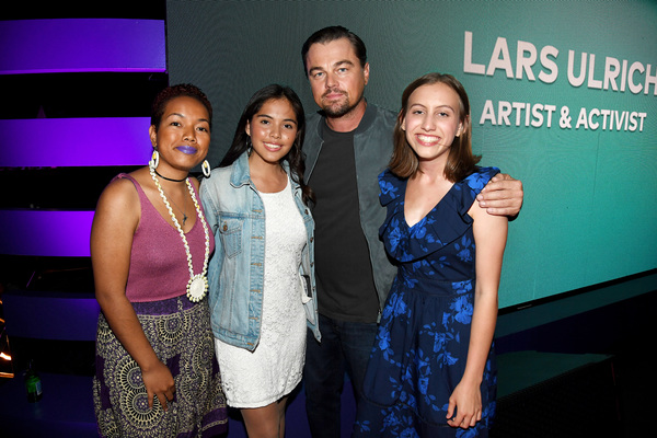 Selina Neirok Leem, Xiye Bastida, Leonardo DiCaprio, and Alexandria Villasenor Photo