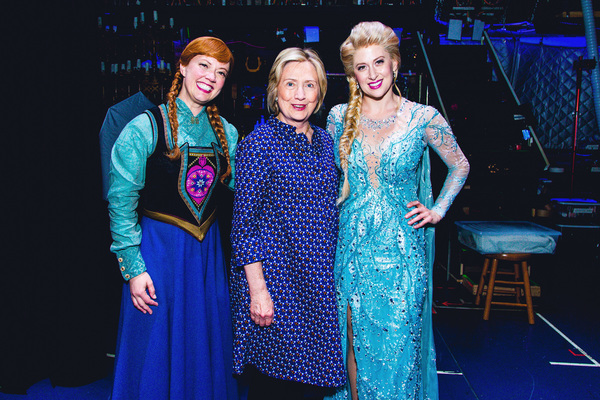 Hillary Clinton with Patti Murin and Caissie Levy Photo