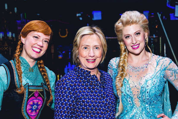 Hillary Clinton with Patti Murin and Caissie Levy Photo