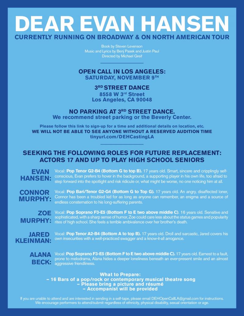 DEAR EVAN HANSEN To Hold Open Call In Los Angeles Image