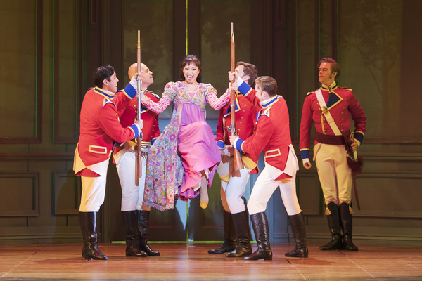 Delphi Borich (center) as Lydia and the company of Austen's Pride - Photo Credit Trac Photo