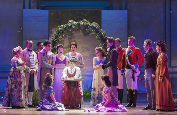 Laura Michelle Kelly (seated center) stars as Jane Austen in Austen's Pride at The 5t Photo