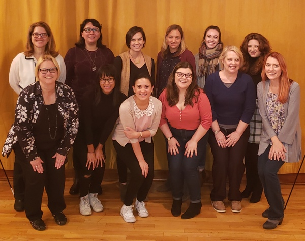 Susan Lambert Hatem, Christina Watanabe, Hannah Ryan, Emma Wilk, Jaclyn Mercer, Becky Abramovitz; Front Row (left to right) Anne Lambert, Karla Puno Garcia, Diane Phelan, Ellie Handel, Cindi Rush, Vanessa Leuck at 