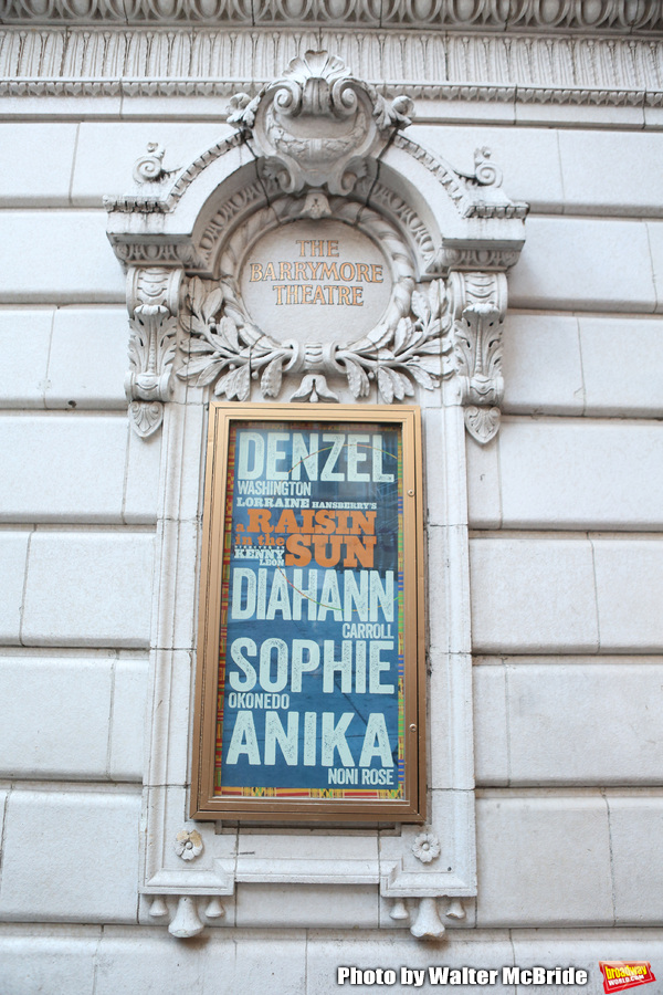 Theatre Marquee installation of Broadway's 'A Raisin In The Sun' starring Denzel Wash Photo