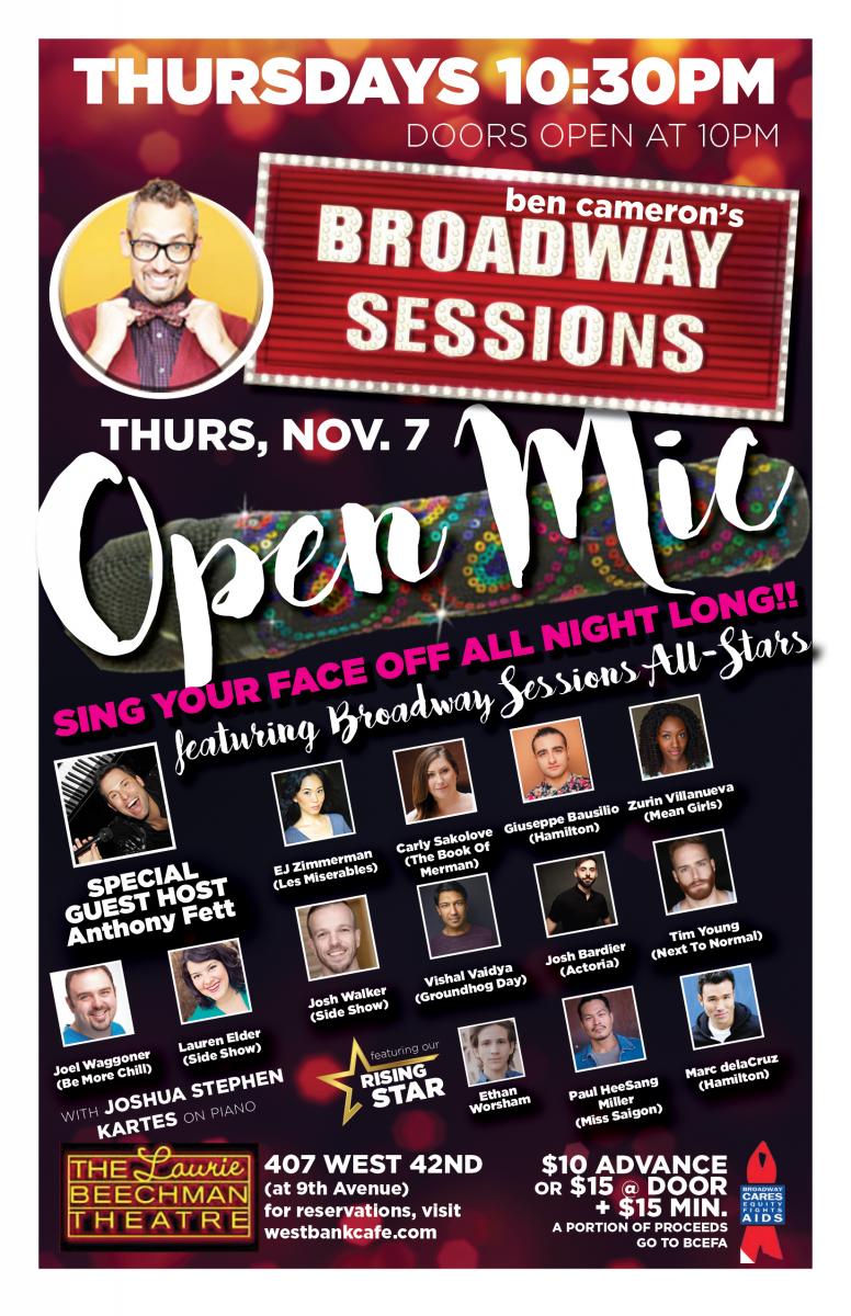 Broadway Sessions Offers Fall Open Mic with Special Broadway Guests Image