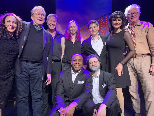 Bob Mackie and Jack Viertel and the cast of Forbidden Broadway: The Next Generation. Photo