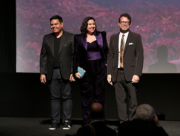 Robert Lopez, Kristen Anderson-Lopez, and Composer Christophe Beck Photo