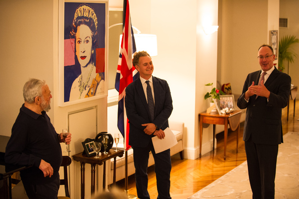 Stephen Sondheim, Director of RADA Edward Kemp, and British Consul-General Antony Phi Photo