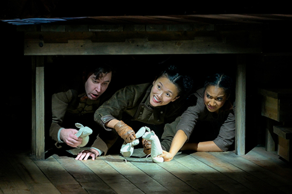 Ben Ferguson (Furlough), Dorcas Leung (Despereaux), and Yasmeen Sulieman (Merlot) Photo