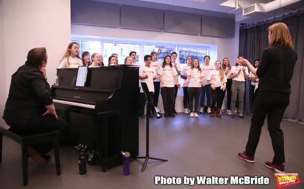 Julianne Merrill  and Christine Riley with The Camp Broadway Kids Ensemble in rehears Photo
