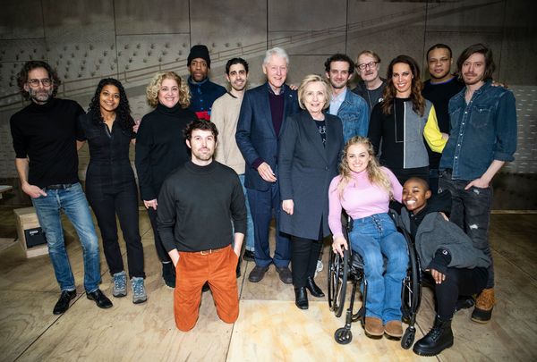 Bill Clinton, HiIlary Clinton, Daniel Fish and the Cast of OKLAHOMA! Photo