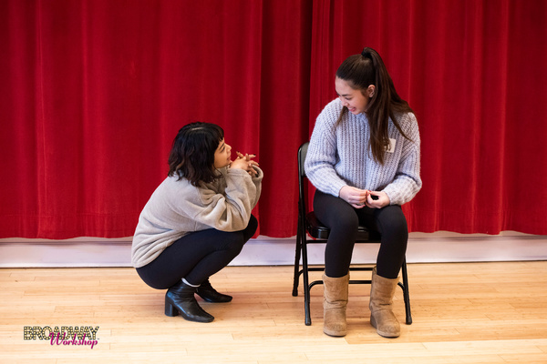 Eva Noblezada and with Broadway Workshop student Photo