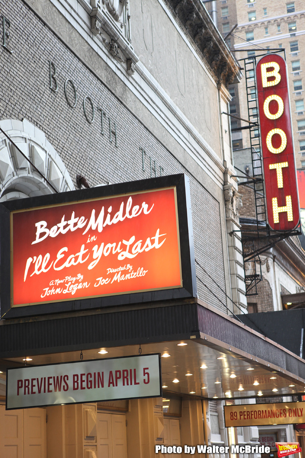 Theatre Marquee  for Bette Midler starring in 'I'll Eat You Last: A Chat with Sue Men Photo