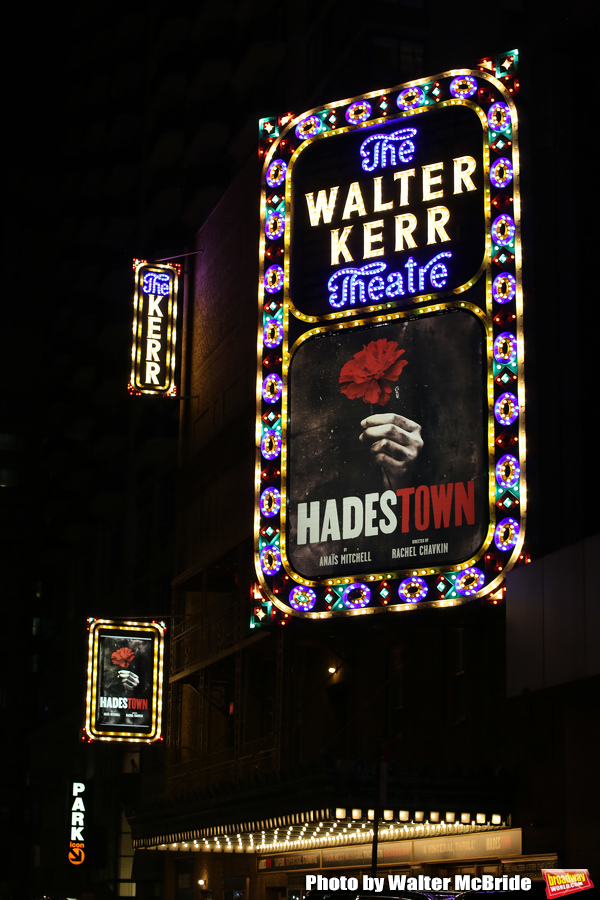 Theatre Marquee for Broadway Opening Night Performance of 'Hadestown' at the Walter K Photo