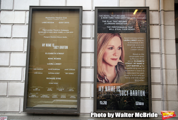 Theatre Marquee for Laura Linney returning to Broadway in a haunting new solo play, " Photo