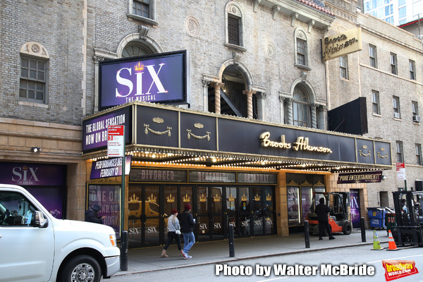 Theatre Marquee unveiling for "Six" staged as a pop concert starring the six wives of Photo