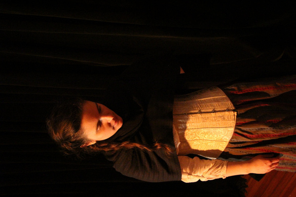 Sara Fellini as MYRA in The Wake of Dorcas Kelly.     Photo by Georgi Hughes. Photo