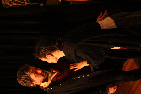 Sara Fellini as MYRA and Nicholas Thomas as TOM in The Wake of Dorcas Kelly.     Phot Photo