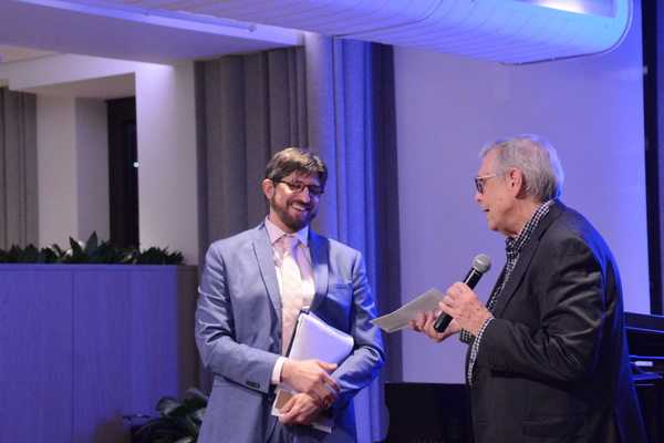 Daniel Messe being presented the Kleban Prize by Richard Maltby, Jr. Photo