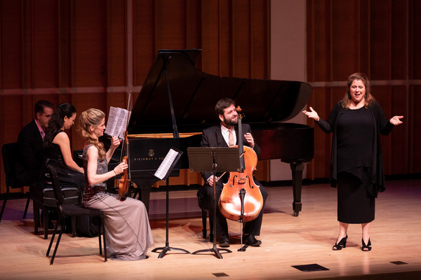 Allison Charney and the Neave Trio explaining the challenges of Rachmaninoff''s one m Photo