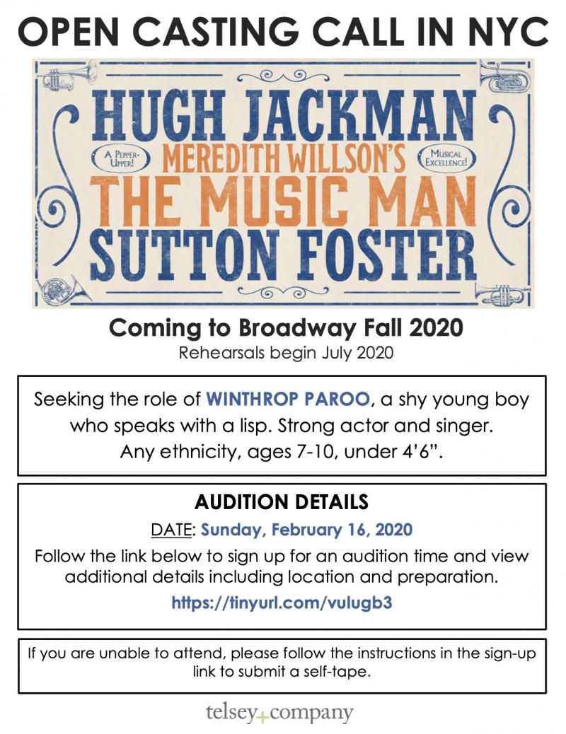 Broadway-Bound THE MUSIC MAN Will Hold Open Call for Winthrop Paroo Image