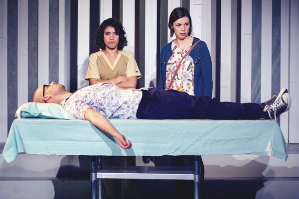(laying down) Evan Vihlen (dying man), Diany Rodriguez (Doctor), and Sarah Wallis (Ja Photo