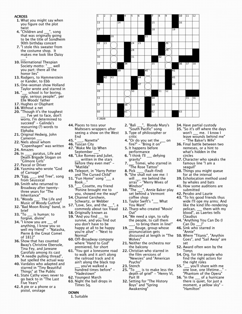 Broadway Brainteasers: A Showdown Crossword Puzzle Challenge! Image