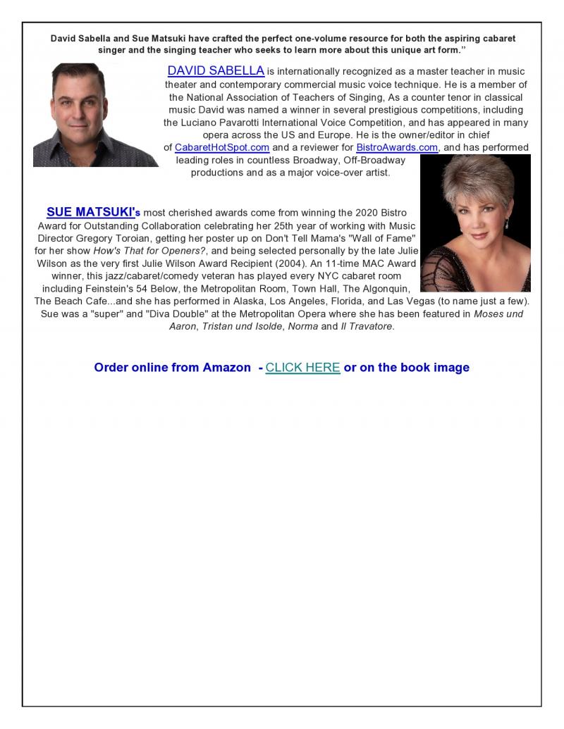 BWW Previews: Matsuki and Sabella Discuss New Book SO YOU WANT TO SING CABARET In Virtual Book Talk Image