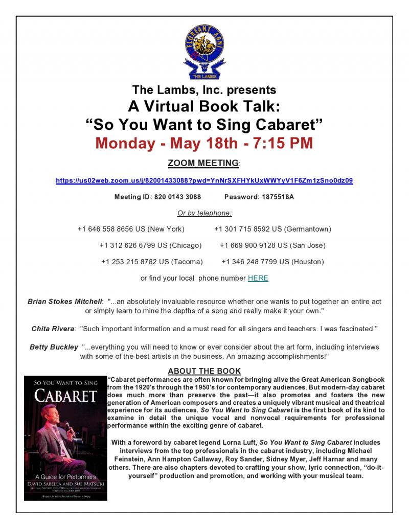 BWW Previews: Matsuki and Sabella Discuss New Book SO YOU WANT TO SING CABARET In Virtual Book Talk Image