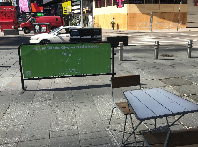 Photo Flash: Broadway-Themed Signs in Times Square Encourage Social Distancing 