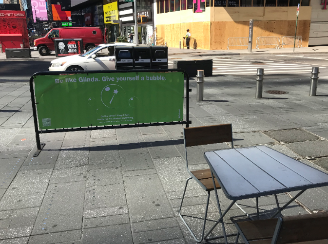 Photo Flash: Broadway-Themed Signs in Times Square Encourage Social Distancing Image